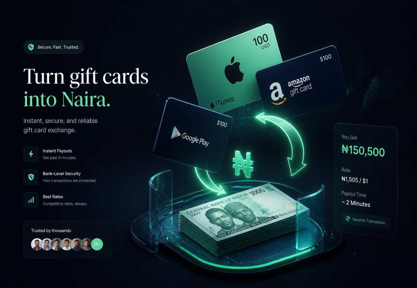 Gift cards converting into Nigerian Naira payouts on CardMe